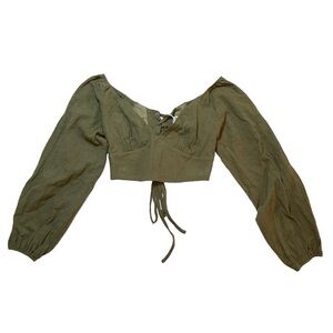 PRINCESS POLLY Reign‎ Top Khaki Green Lace Up Corset Back woman’s size 4 PARTY